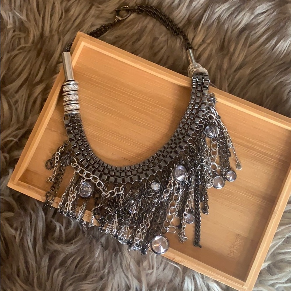 Ann Taylor Statement Black Chain Necklace.